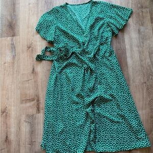 Green Polka Dot Wrap Dress